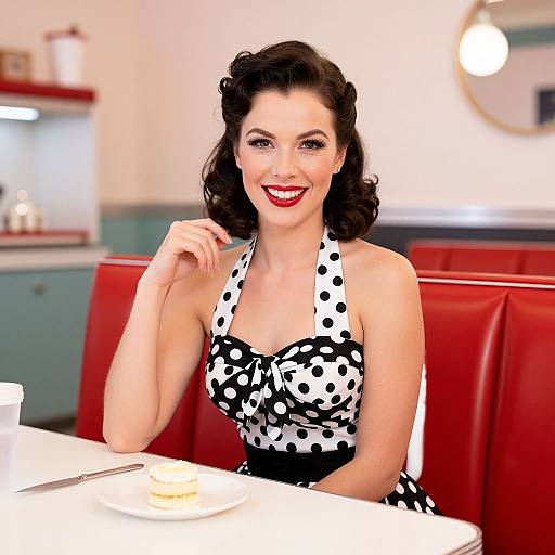 1950s Vintage Polka Dot Diner Scene