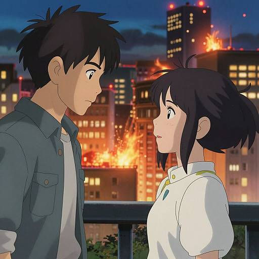 Dramatic Couple in Burnt Cityscape