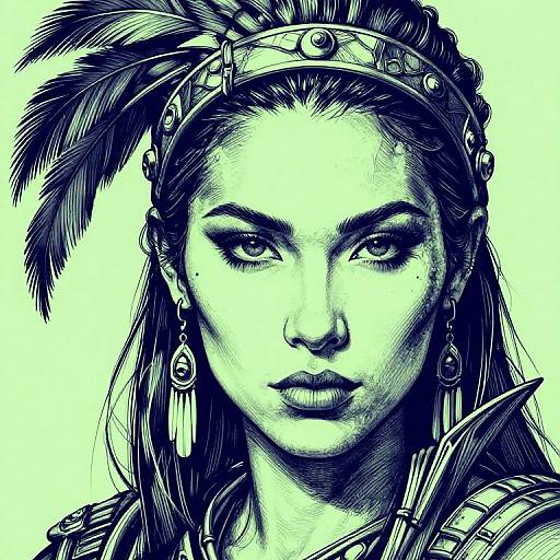 Cyberpunk Amazon Warrior Portrait