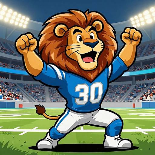 Detroit Lions Cheerful Cartoon Mascot