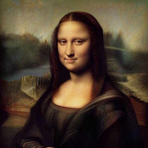 Digital artwork of the Mona Lisa with modern textures, blending Leonardo da Vinci's iconic portrait with a textured, grainy finish.