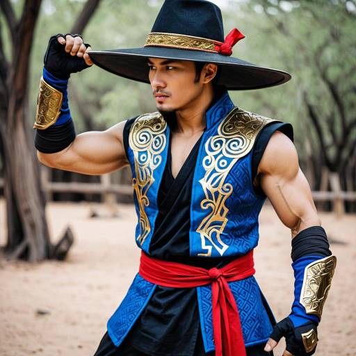 Man in Kung Lao Inspired Cosplay Costume