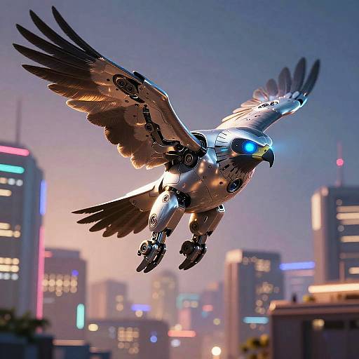 Cyberpunk Futuristic Robotic Hawk
