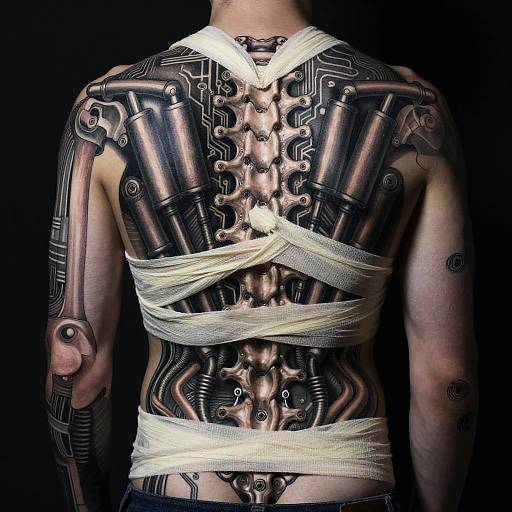 Biomechanical Spine Tattoo Design