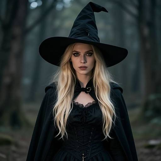 Blonde Witch in Black Cape