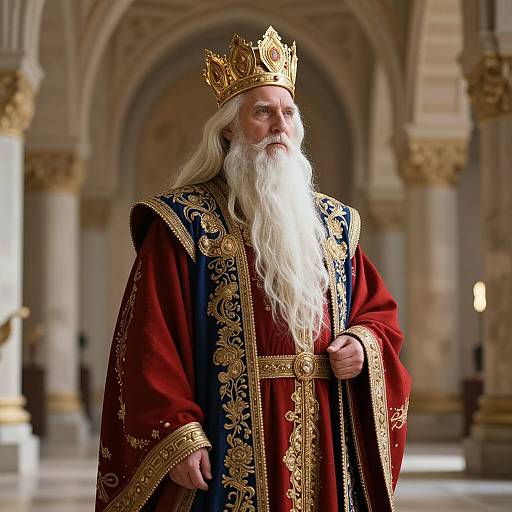 Regal Wise Old Man in Majestic Hall