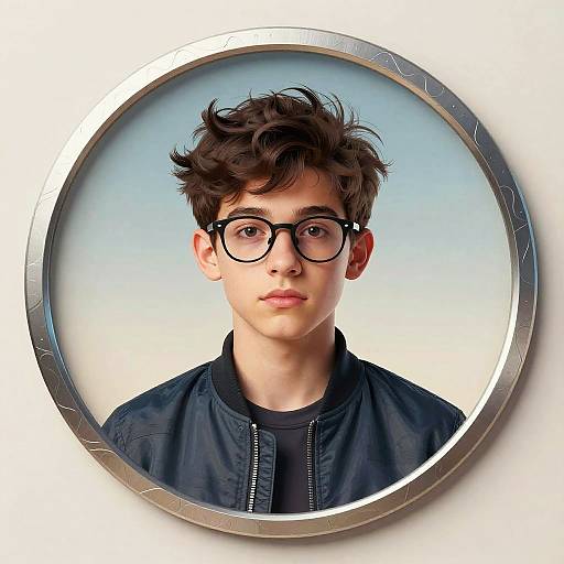 Stylized Teen Portrait in Titanium Frame