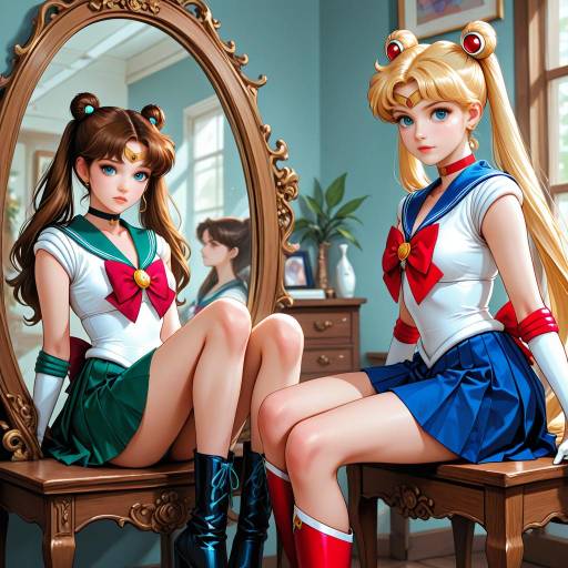 Sailor Senshi Girls in Colorful Uniforms