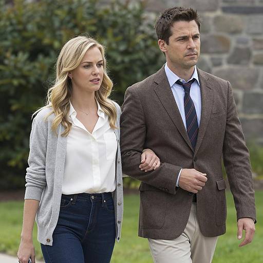 Outdoor Stroll: Couple in Casual Attire