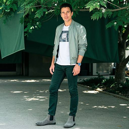 Stylish Man in Urban Nature Setting