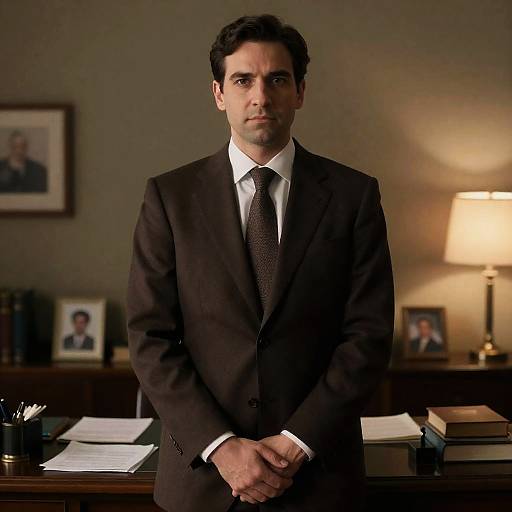 Sophisticated Man in Dimly Lit Room