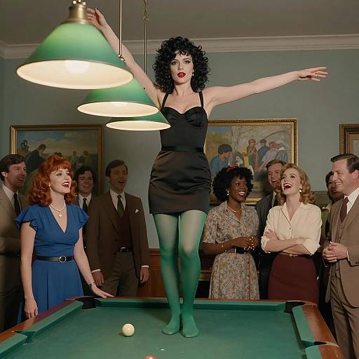 1970s Party Scene with Outstretched Woman