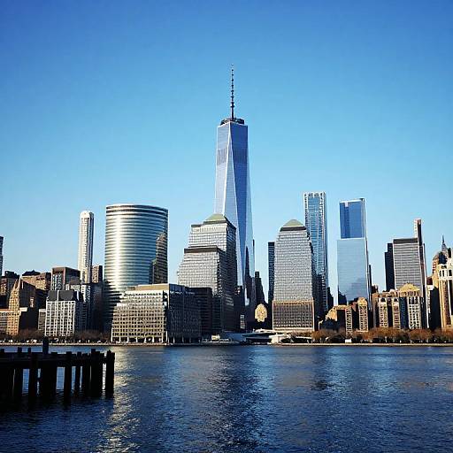 City Skyline with Reflective Water