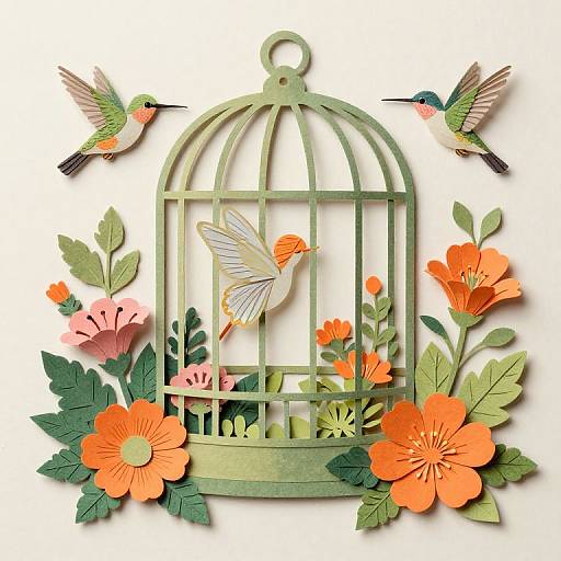Whimsical Fairy in Laser-Cut Birdcage