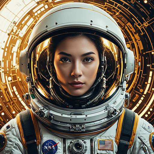 Female Astronaut Portrait in Space Suit