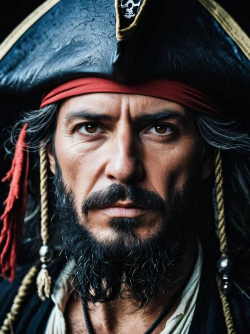 Close-up of Man in Pirate Costume