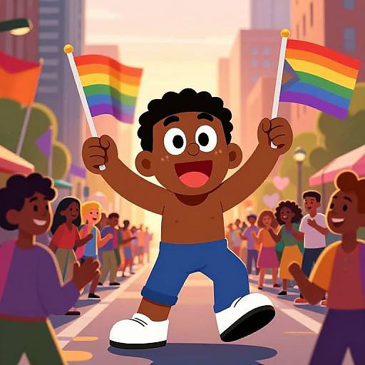 Joyful Gay Black Cartoon Pride Celebration