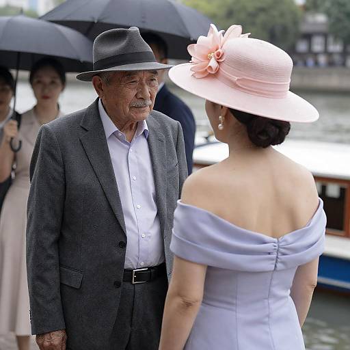 Charming Couple by the River Scene