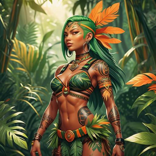 Tribal Jungle Warrior Woman