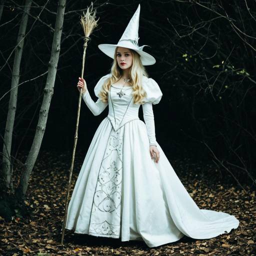 Woman in White Wizard Costume with Staff