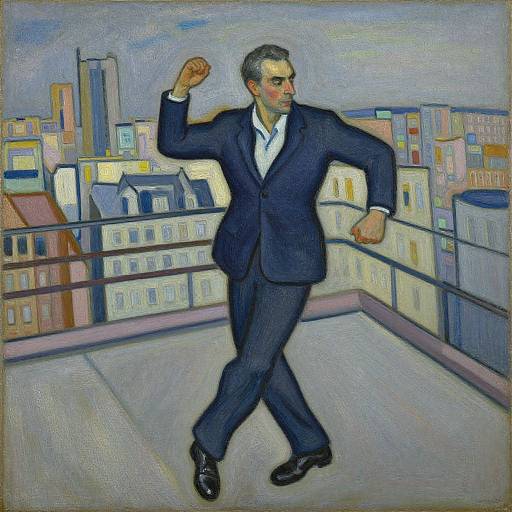 Energetic Rooftop Dance in Blue