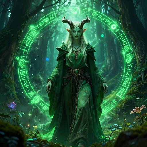 Dnd Druid Tiefling in Mystical Forest