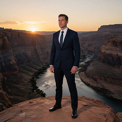 Confident Man at Sunset Canyon