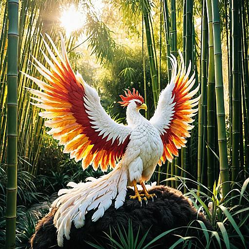 Mystical Phoenix in Bamboo Grove