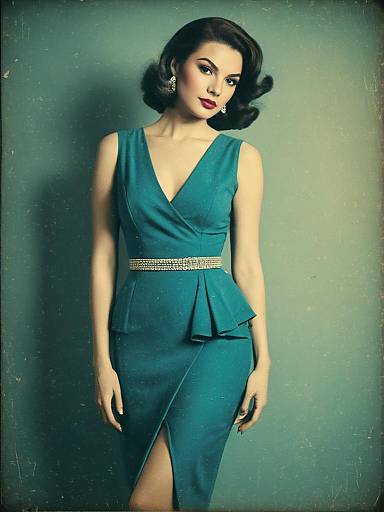 Elegant Woman in Royal Blue Cocktail Dress