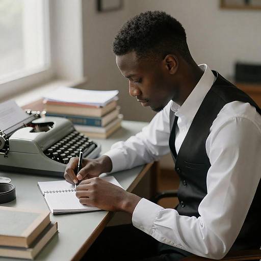 Focused Writing Scene with Typewriters