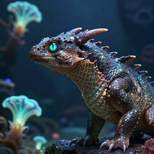 Realistic Glowing Dragon Fish Profile