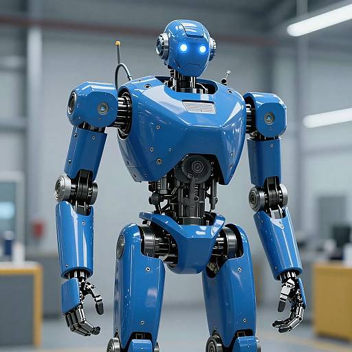 Futuristic Blue Engineer Robot