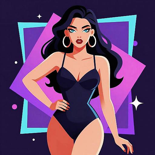 Cubism Synthwave Erotic Woman Illustration