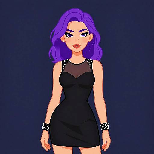 Stylish Woman in Black Cocktail Dress