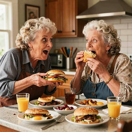 Chaotic Country Breakfast Cartoon Scene