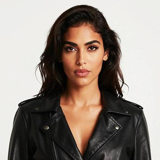 Confident Woman in Leather Jacket