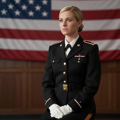 Blonde Woman in Military Uniform Portrait