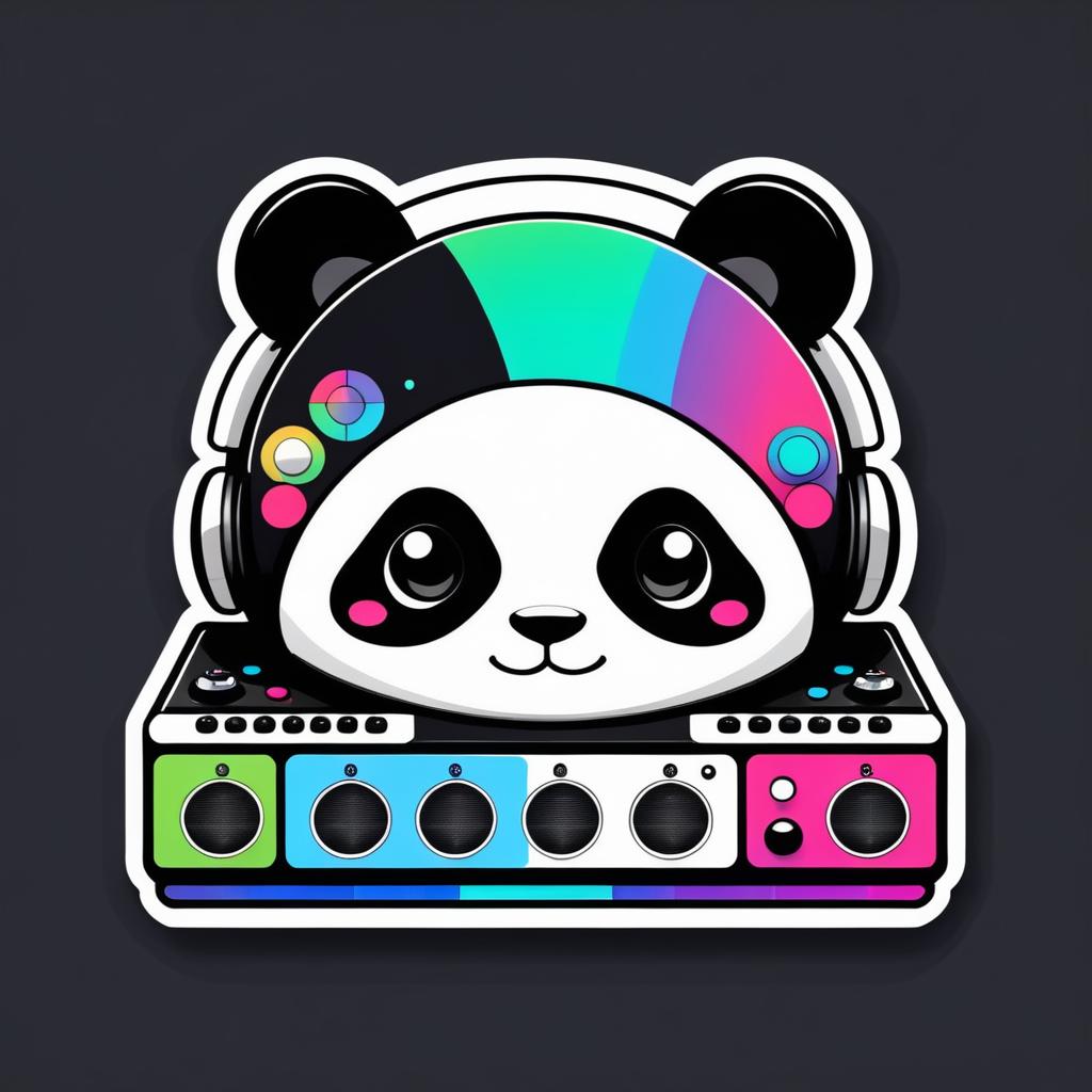 Kawaii Panda Playing Modular Synth Sticker