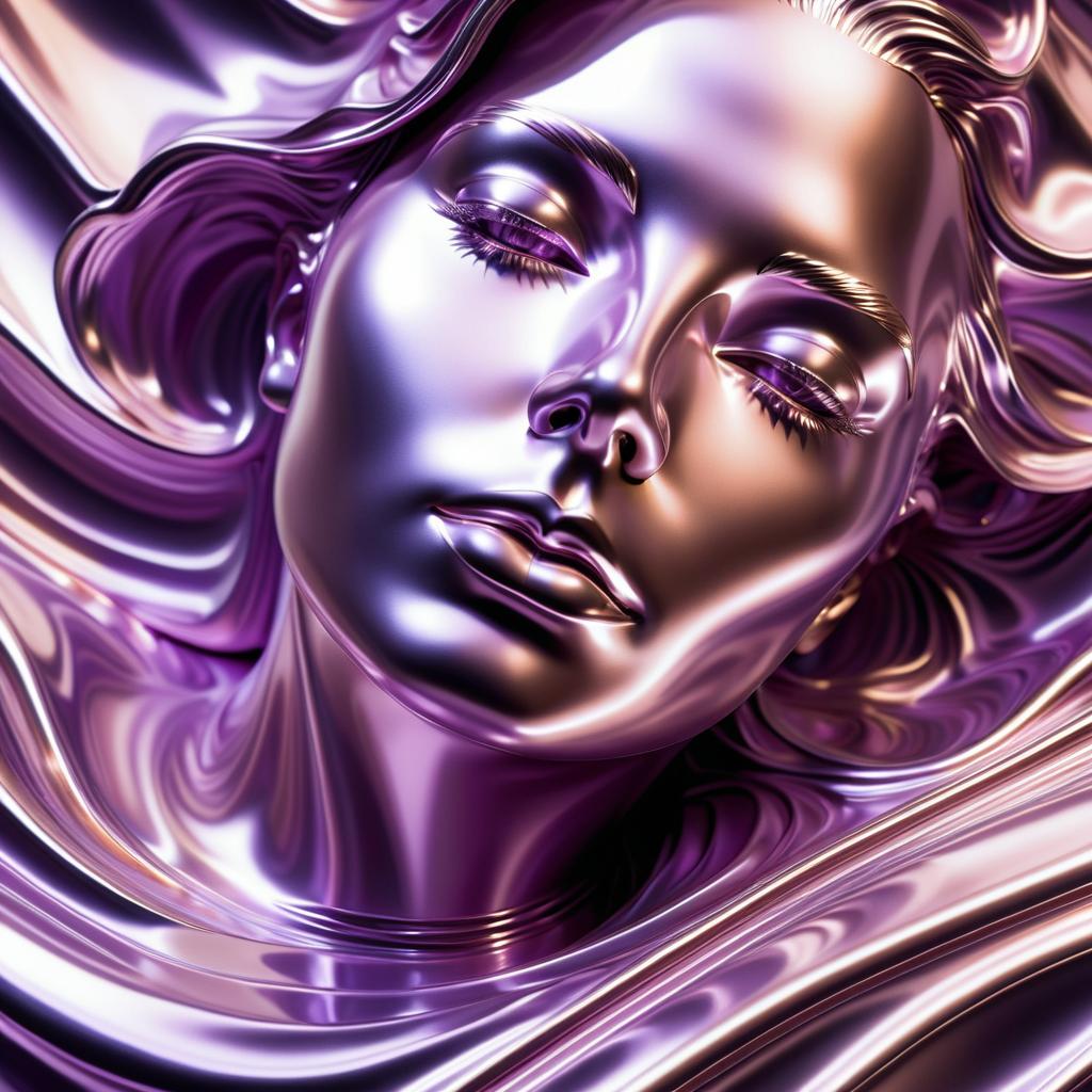 Hyperrealistic Metallic Woman in Amethyst Flow