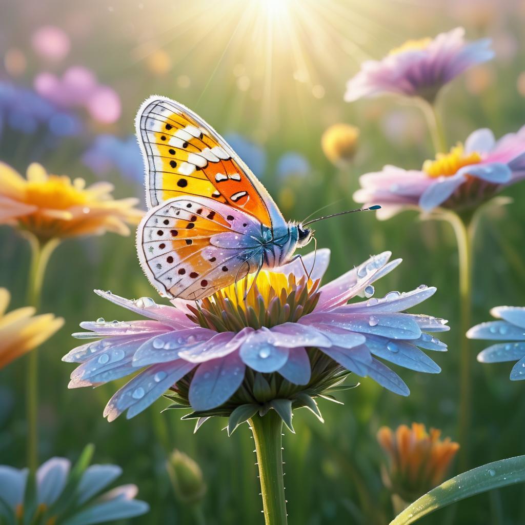 Hyper-Realistic Butterfly on Vibrant Flower