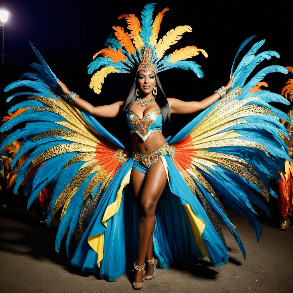 Vibrant Caribbean Carnival Parade Portrait