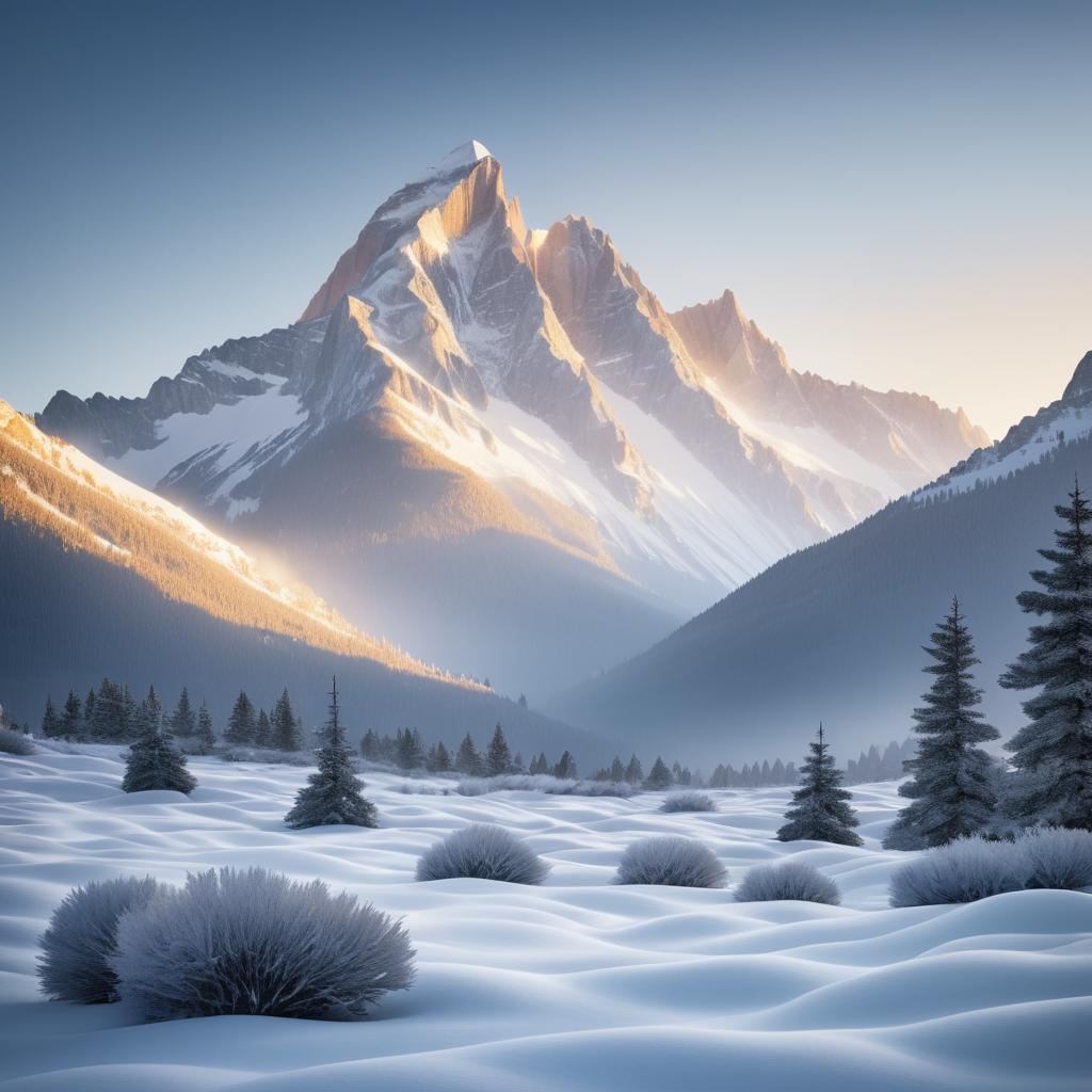 Cinematic Sunrise Over Snowy Mountains