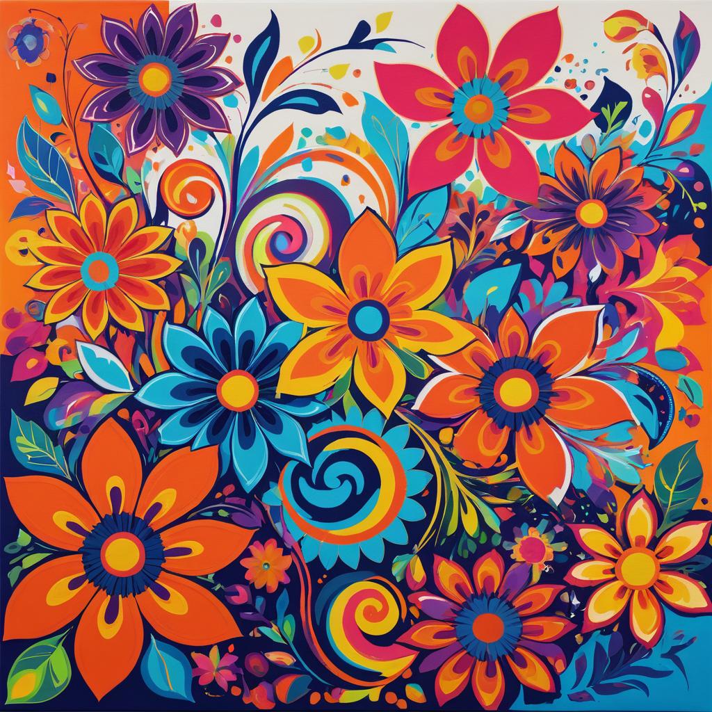 Vibrant Abstract Floral Canvas Art