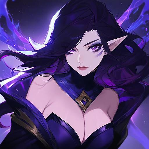 Illustration of Morgana (league of legends), league of legends in the style of Hita (hitapita)