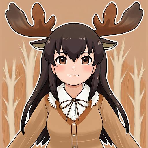 Illustration of Moose (kemono friends), kemono friends in the style of Yutamaro