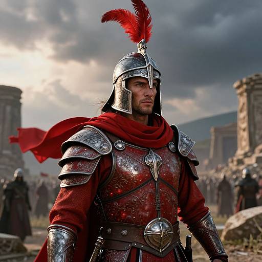 Rugged Warrior in Mystical Battlefield