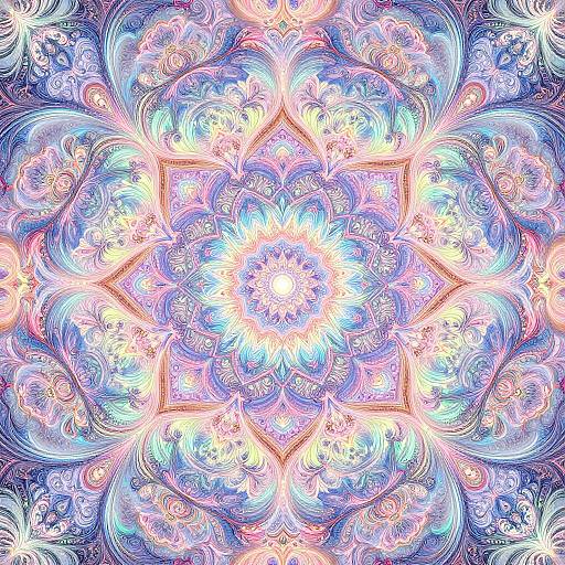 Colorful Mandala with Floral and Fractal Motifs