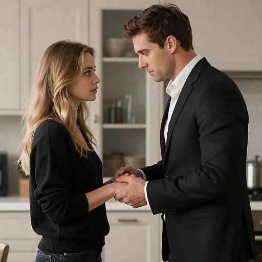 Intimate Moment in a Modern Kitchen