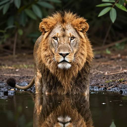Lion Reflected in Water