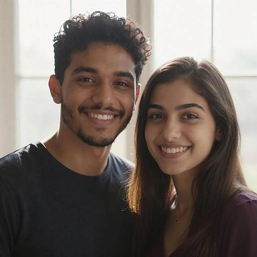 Smiling Couple Backlit by Sunlight